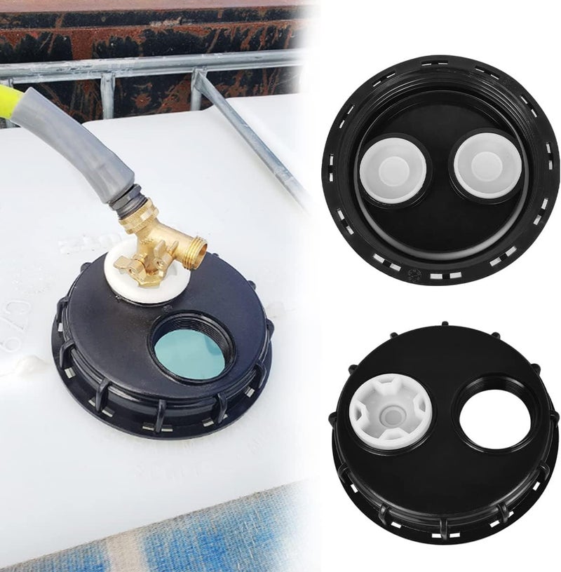 DVECUE IBC Tote Lids Water Tank Caps IBC Tank Lids 6.5-Inch with 2" Plug Fine Thread for Schutz - Image 2